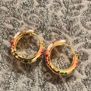 Gold and Multicolor Hoop Earrings